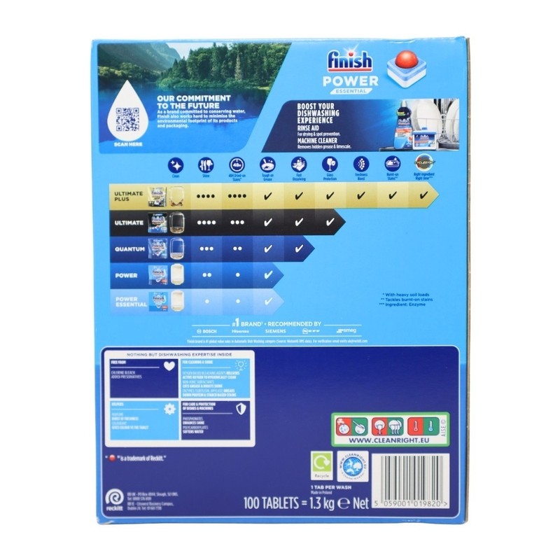 Finish Powerball Power Essential Dishwasher Tablets, Fresh, 100 Tabs Mega Pack gallery