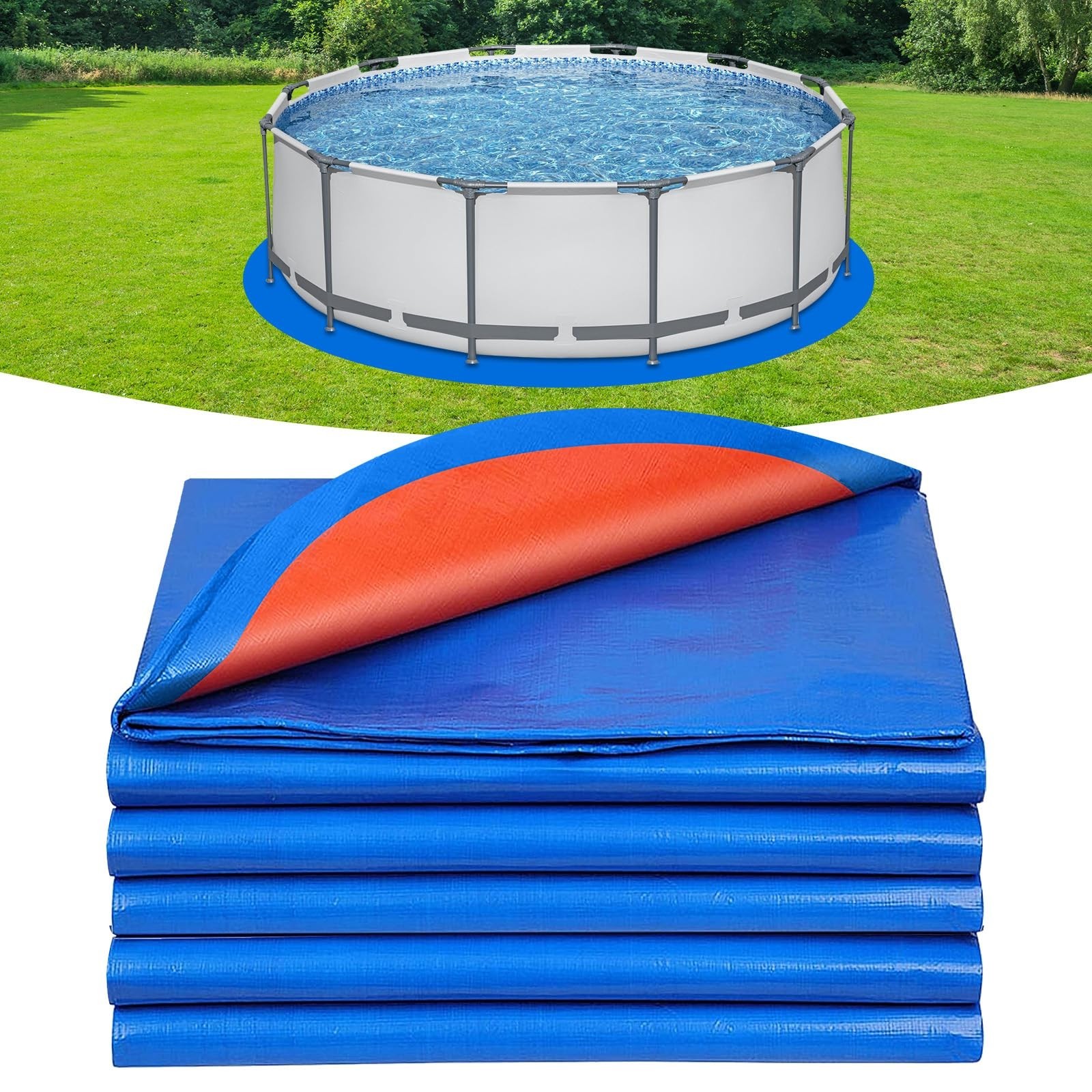 18ft Round Pool Liner Pad - Thick PE Under Pool Mat, Dual-Color Ground Cloth, Pu gallery