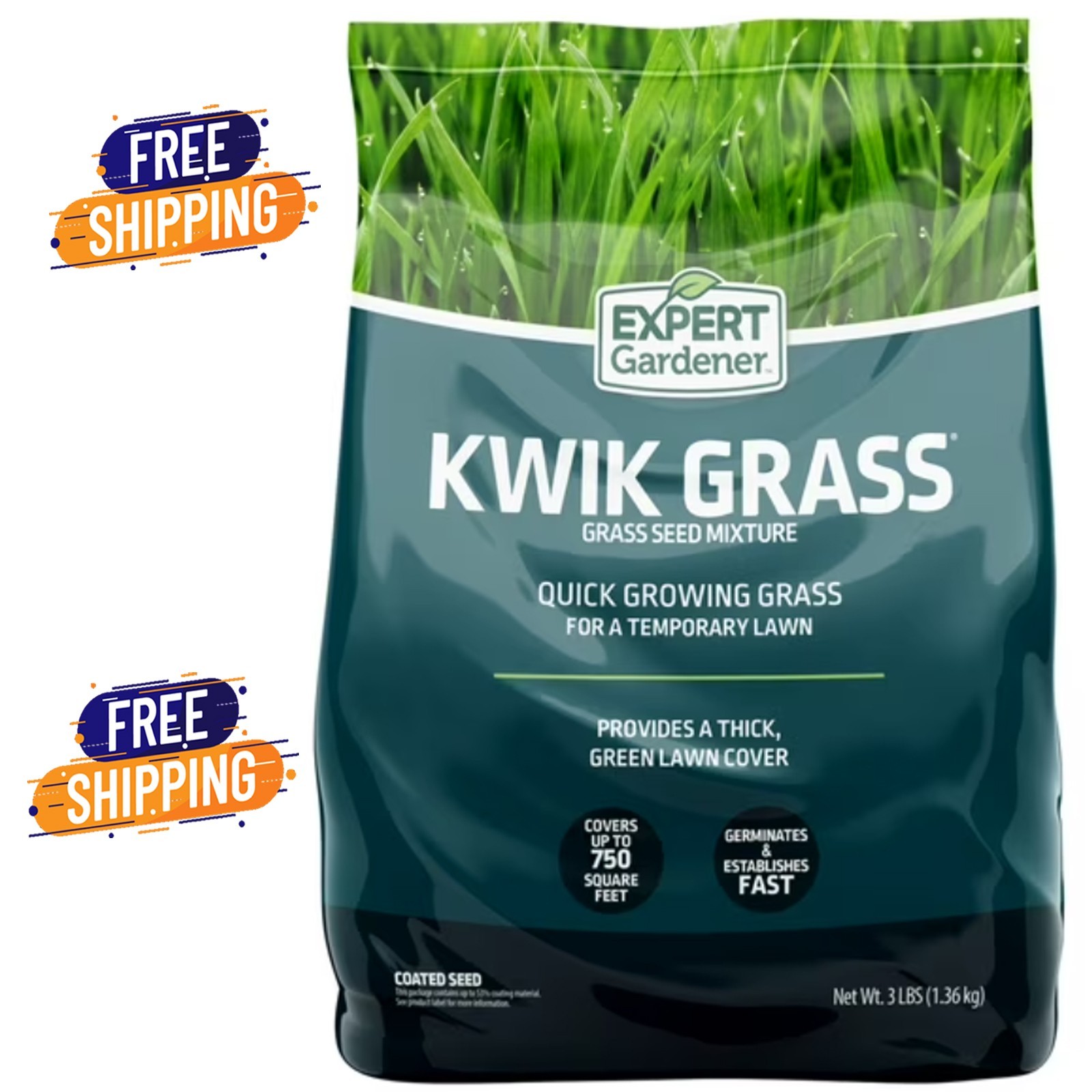 Expert Gardener Kwik Grass Seed Mix, for Sun to Partial Shade, 3 lb, Free Ship gallery