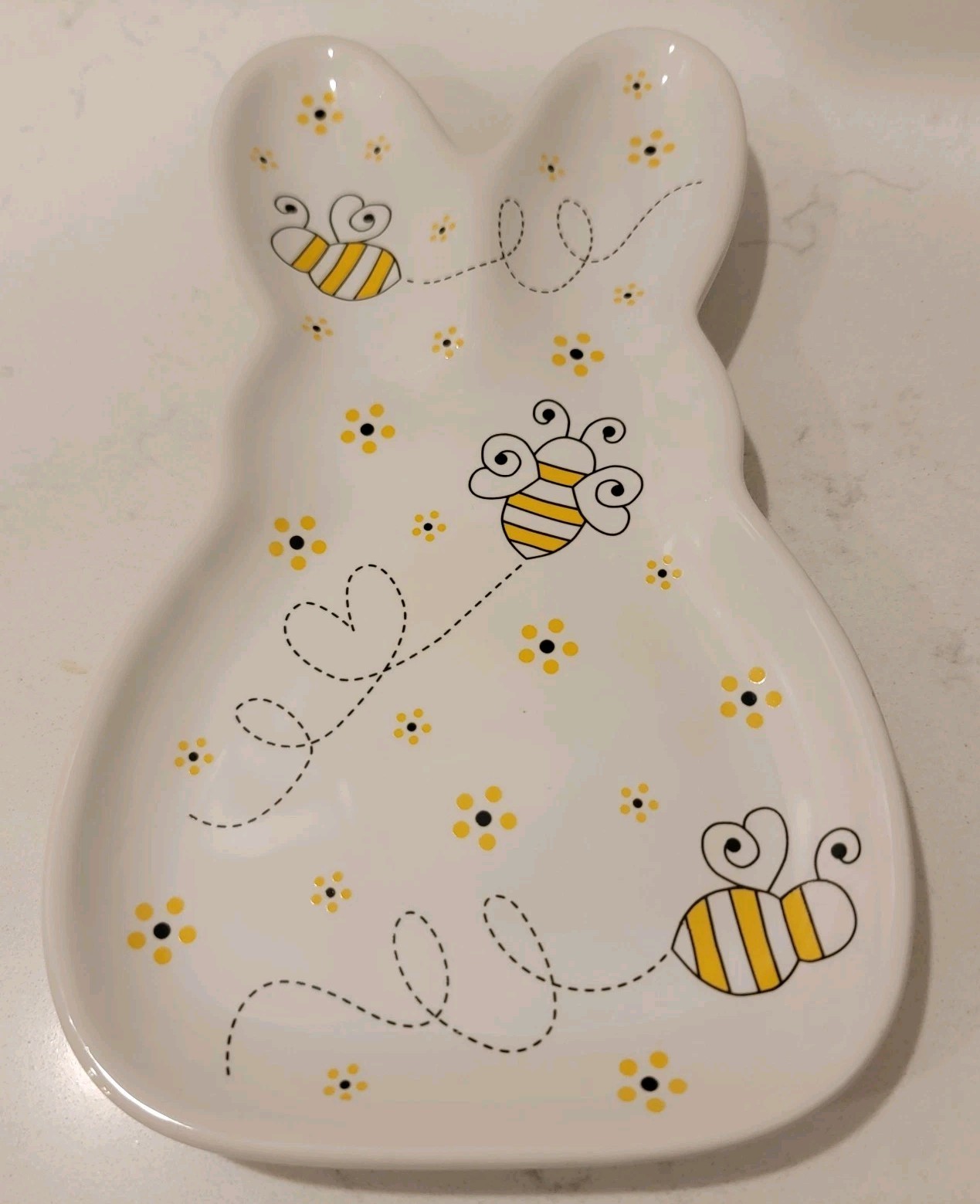 Temptations By Tara Special Edition Bee Flower Patterned Bunny Spoon Rest 8x4.5 gallery