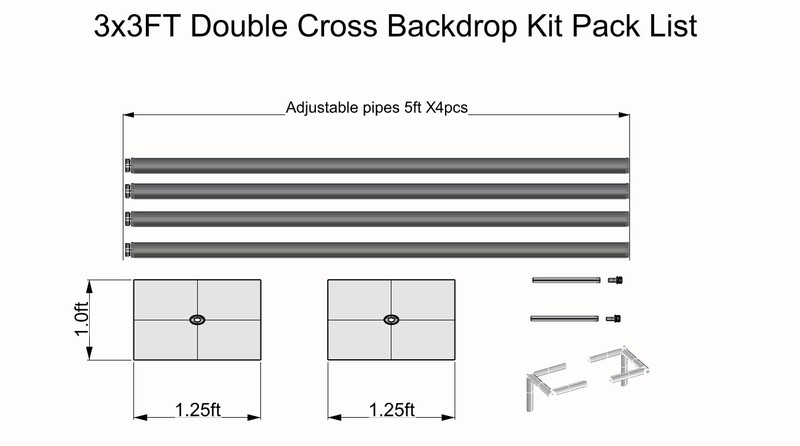 DOUBLE CROSS BAR ADJUSTABLE QUICK BACKDROP KIT 10 FT x 10 FT PIPE WITHOUT DRAPE gallery