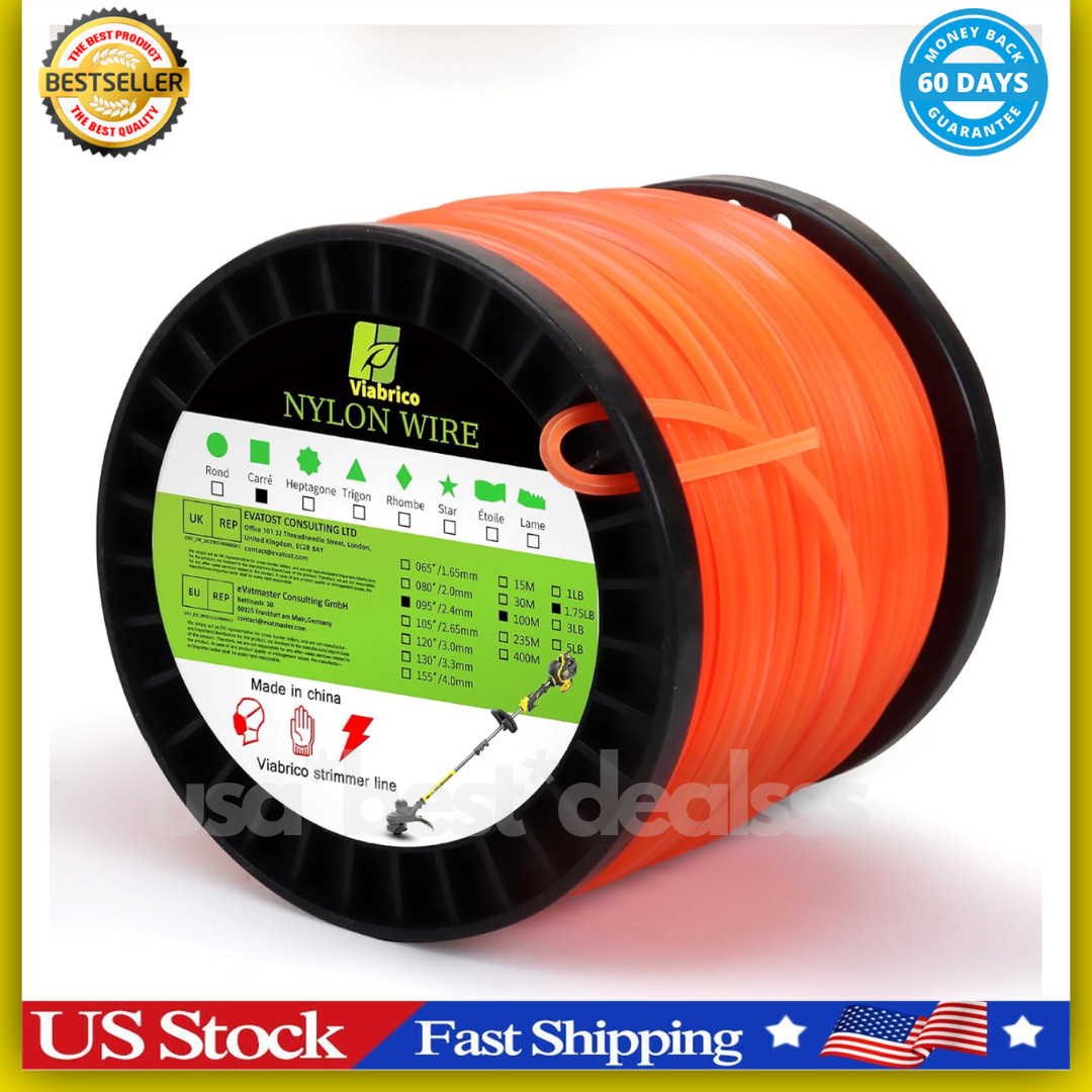 String Trimmer Line Square Orange Heavy Duty Weed Eater String Premium Nylon U gallery