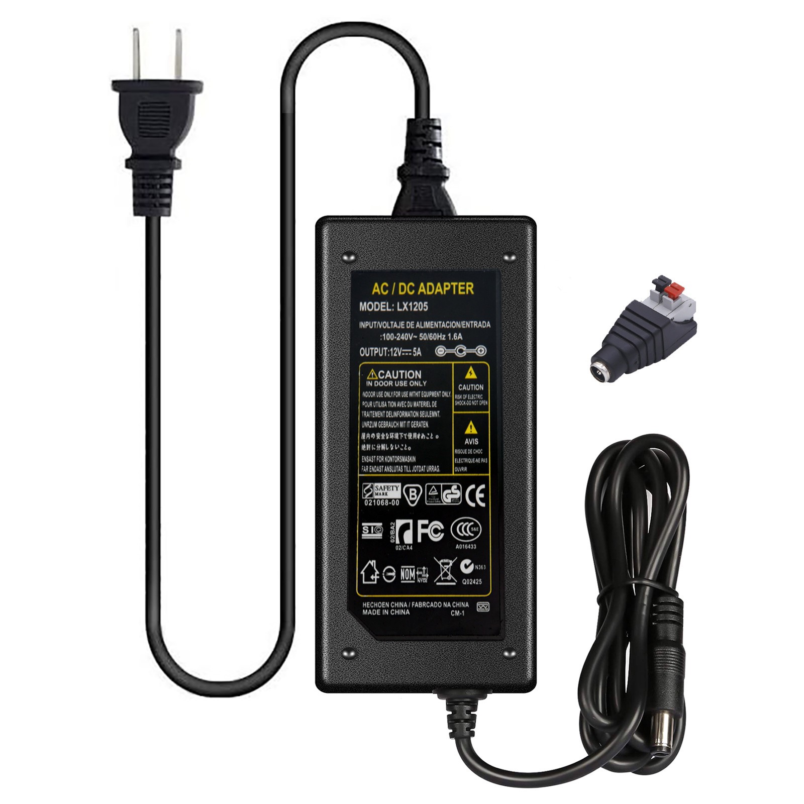 1-5Pack Switch Power Supply Transformer AC To DC 12V 5A Adapter For LED Strip US gallery