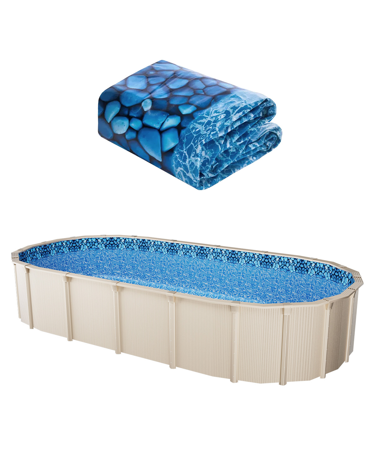 Oval Pool Liner 18x33ft Overlap Style Pool Liner 54in Wall Height Durable gallery