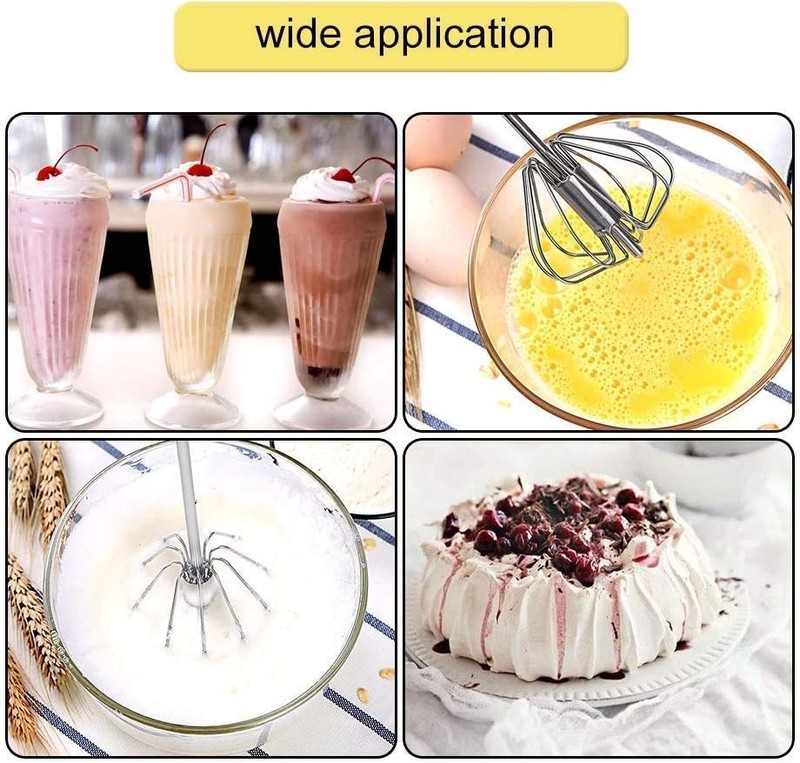 2X Semi Automatic Egg Whisk Stainless Steel Hand Push Beater Mixer Cream Frother gallery