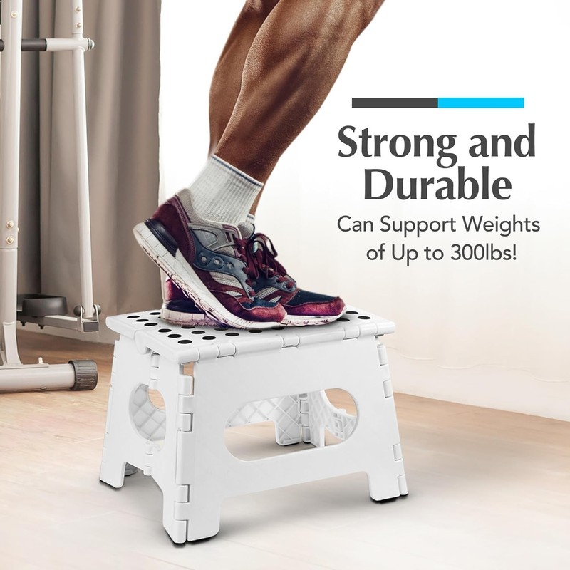 Sturdy Folding Step Stool White 8 Inch Height for Adults Kitchen Bathroom gallery