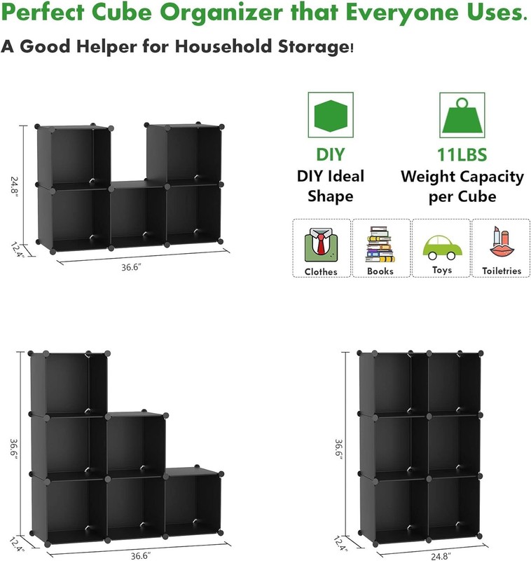 6-Cube Storage Organizer, Stackable Storage Cubes Shelves, Portable Bookshelf... gallery
