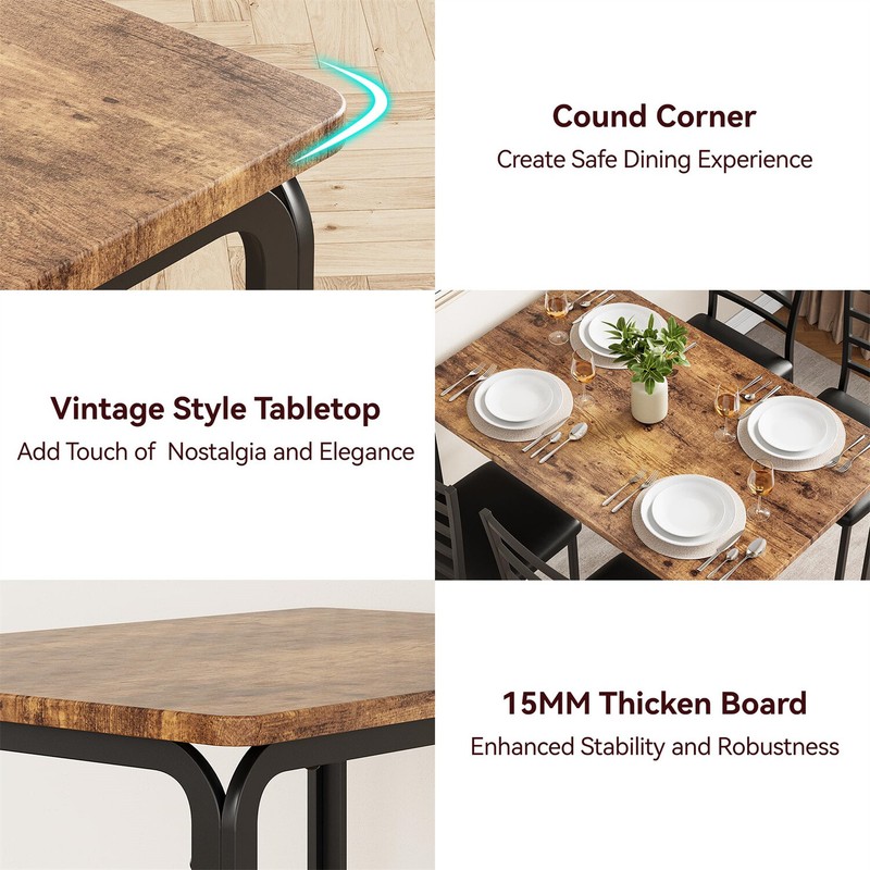 ☑️Dining Table Set for 4 Table and Chairs Upholstered Seat Dinette Furniture gallery