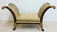 Maitland Smith Footstool Settee U Bench French Empire Paw Gold Gilt Lion Head