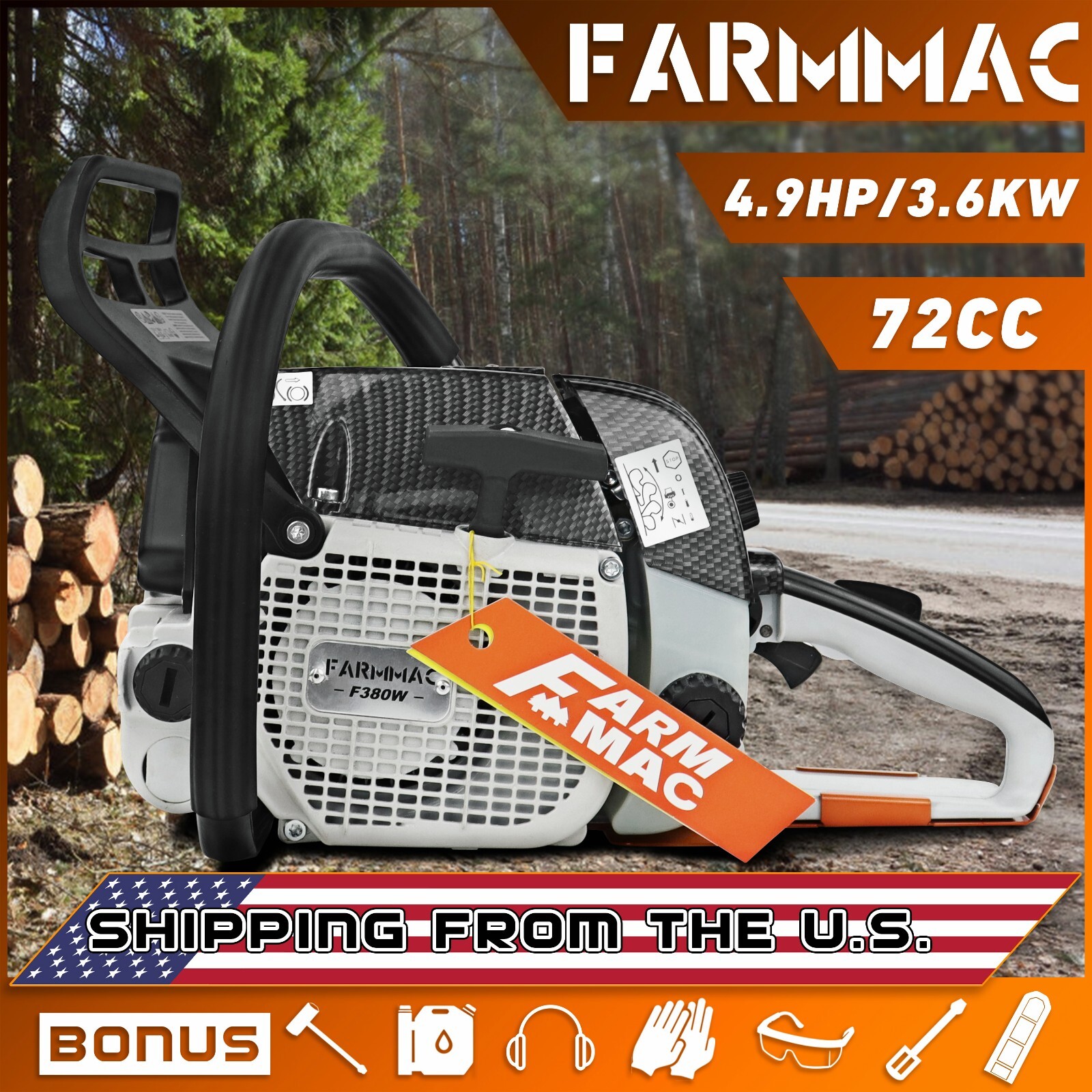 72cc Chainsaw Gas Power Head Compatible with 038 MS380 Milling Cut Tree No Bar gallery