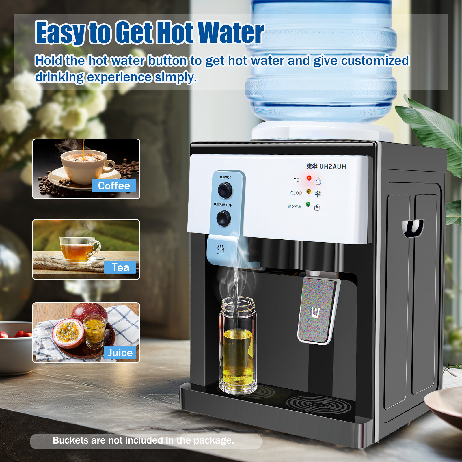 5 Gallon Top Loading Water Cooler Dispenser Countertop Hot+Cold Drinking Machine gallery