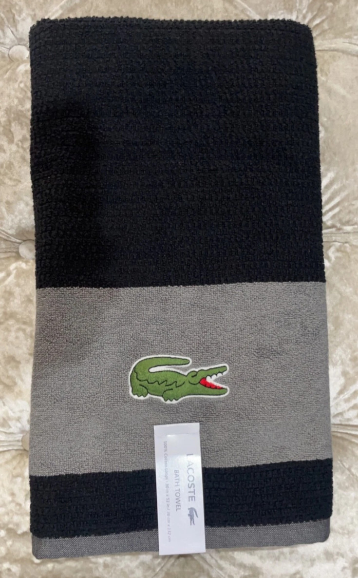 Lacoste Alligator Match Color blocked Cotton Loops Bath Towel 30x52 NEW RN82817 gallery