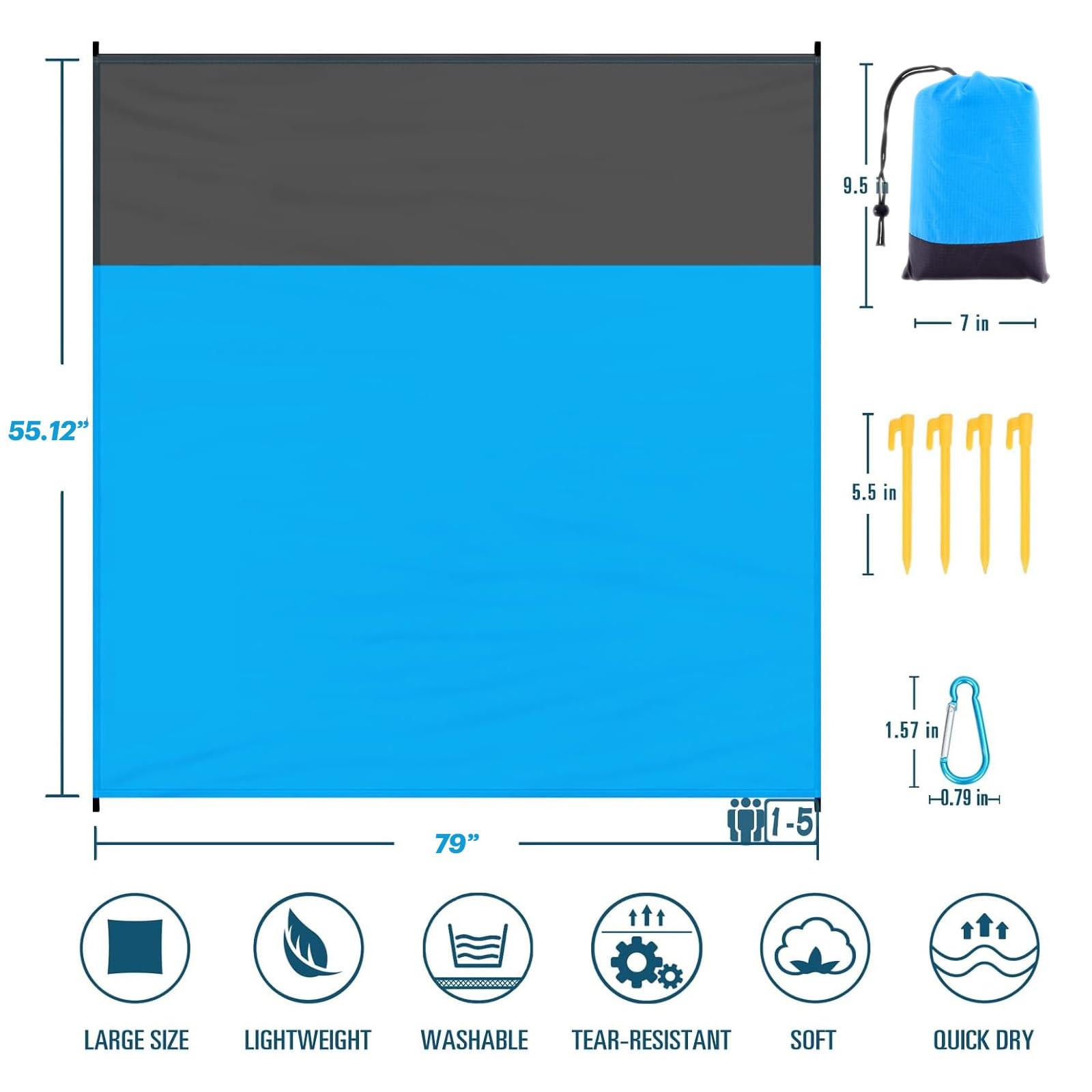 Beach Blanket Sandproof Waterproof, Beach Essentials Extra Large Beach Mat, 7... gallery