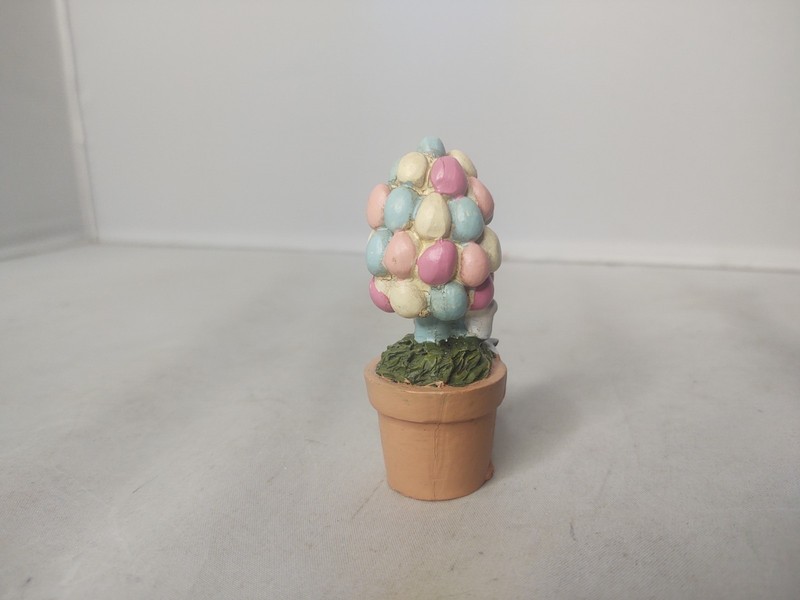 3" Egg Plant Bush Tree Pot Easter Figure Figurine Miniature Spring Decor Village gallery