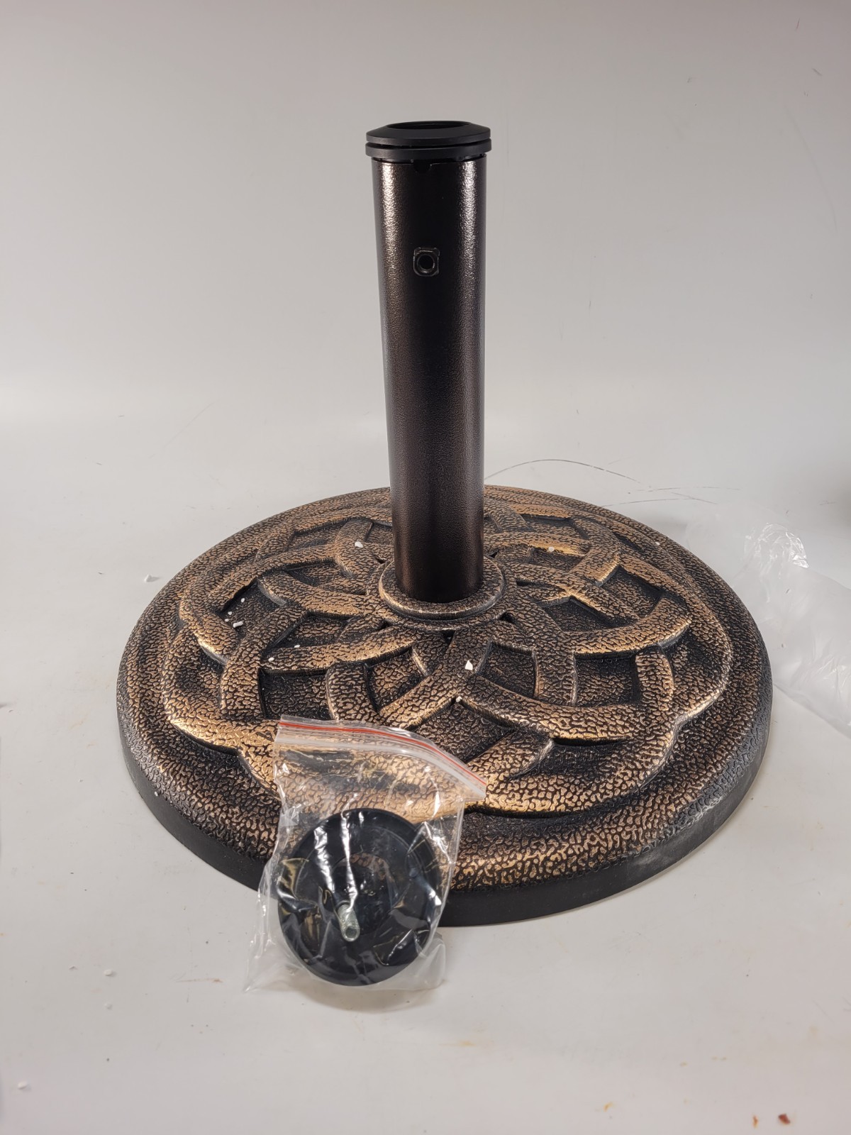 Backyard Expressions 911554 21 lb Umbrella Base, Bronze - 17" Diameter gallery