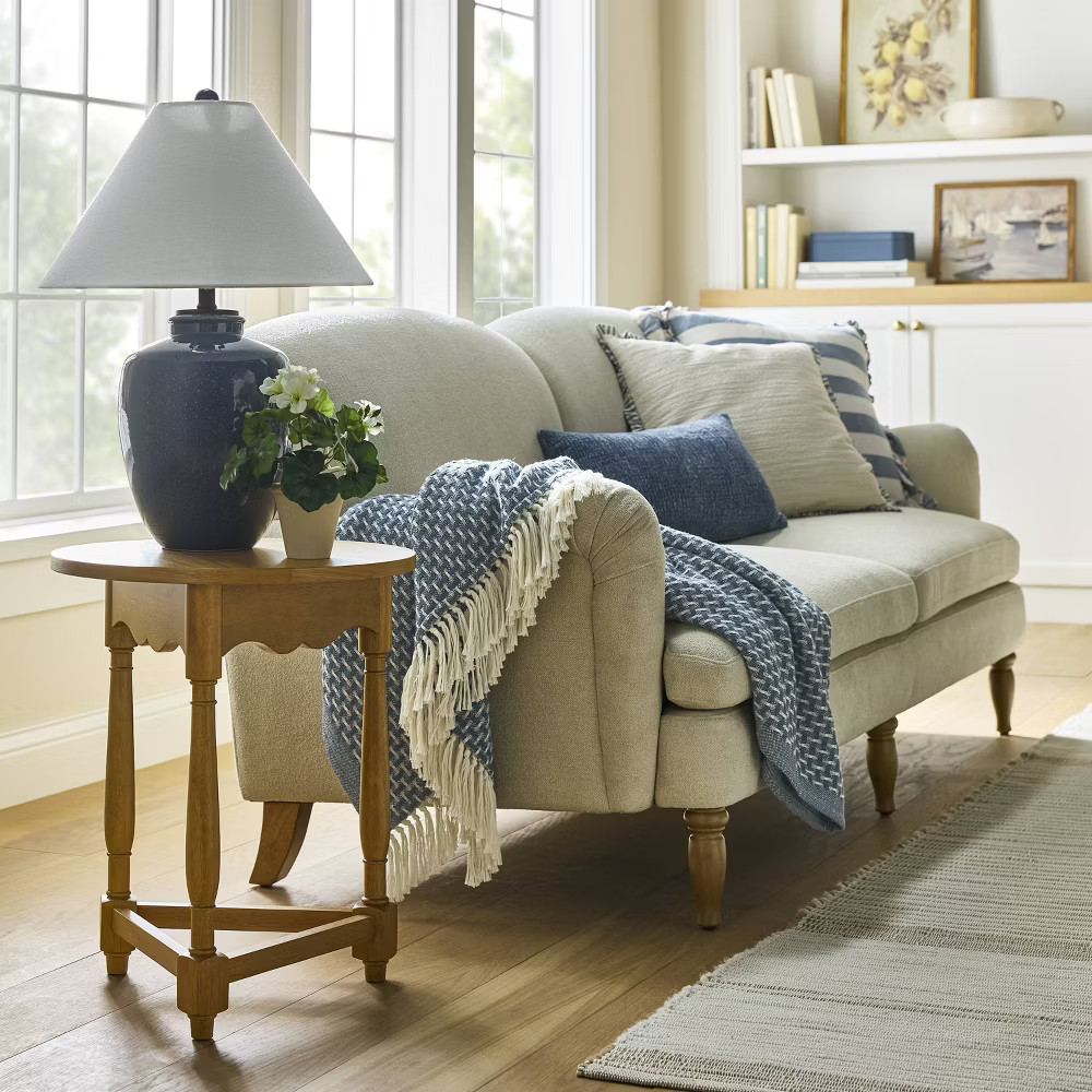 50"x60" Throw Woven Pattern Medium Blue/Cream - Threshold Designed with Studio gallery