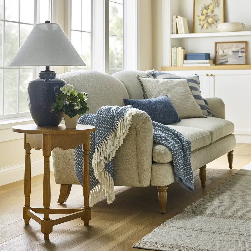 50"x60" Throw Woven Pattern Medium Blue/Cream - Threshold Designed with Studio gallery