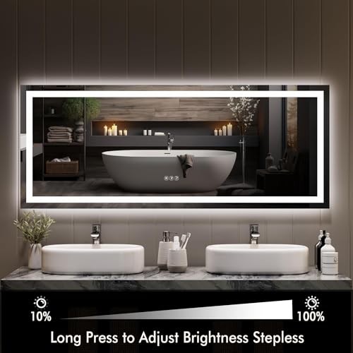 60x24 LED Bathroom Mirror with Lights, Backlit + Front Lit, 60"L x 24"W gallery