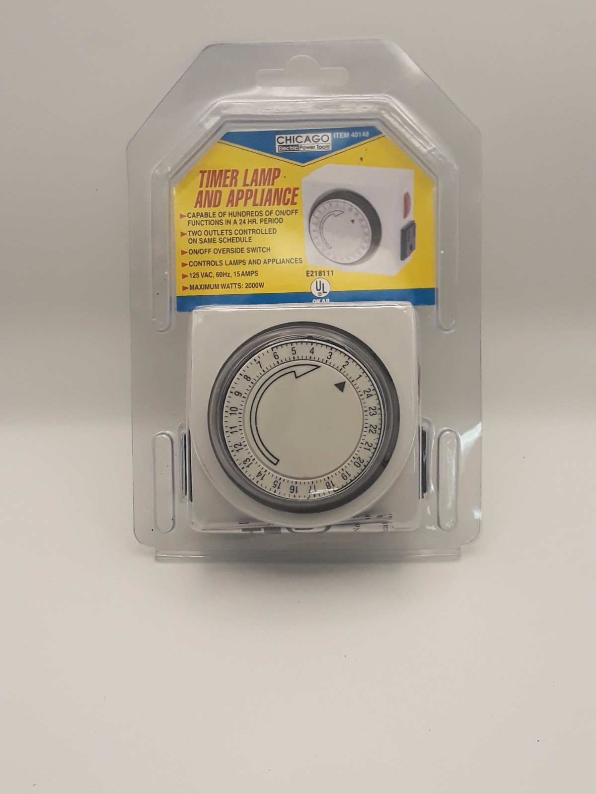 Chicago Electric Lamp and Appliance Timer 125V / 60Hz /1875W #40148 NEW NIB gallery