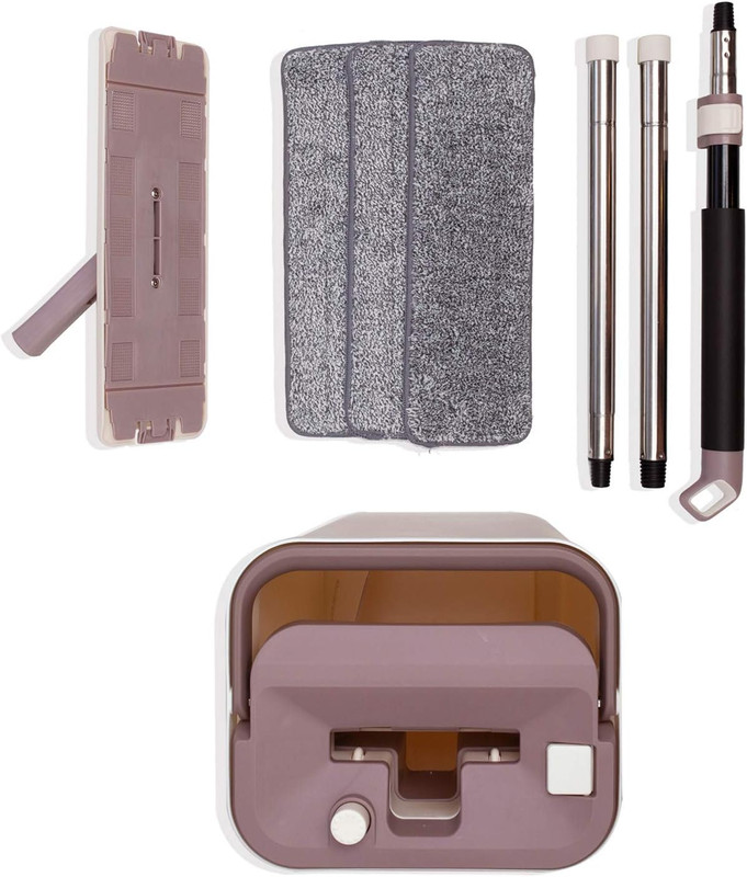 Flat Mop and Bucket Set Microfiber Pads Self Cleaning Floor System gallery