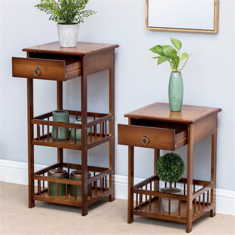 Telephone Table Plant Stand Bedside End Table Hall Lamp Wood Unit Side Drawer US gallery