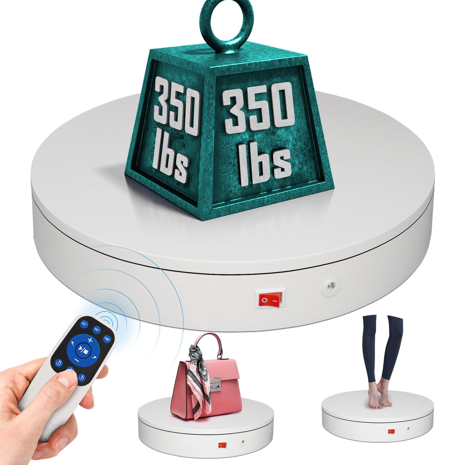12.6Inch/350lbs Capacity Large Rotating Platform,Remote Rotating Display Stan... gallery