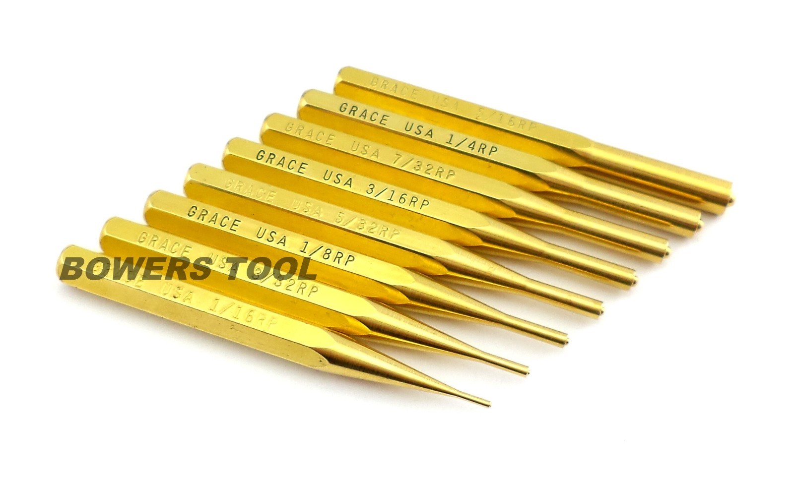Grace Gunsmith Brass Roll Pin Punch Set 8pc Gun Care Machinist Made in USA gallery