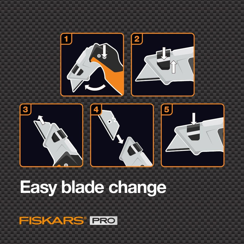 Fiskars Pro Retractable Folding Utility Knife, Box Cutter with Long-Lasting Carb gallery