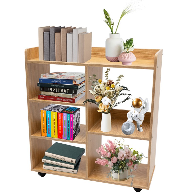 Mobile Printer Stand Rolling Office Scaner Cart Storage Shelf Rubberwood gallery