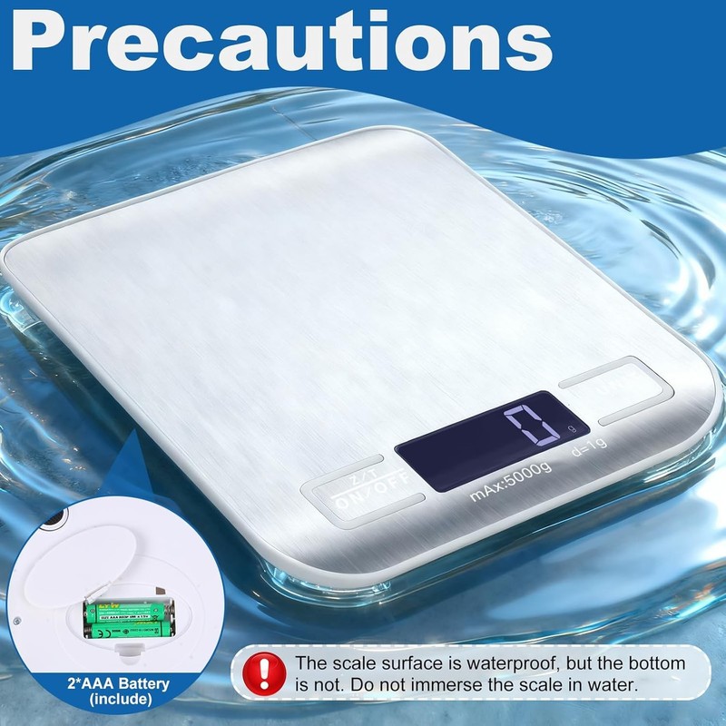 Food Scale, Digital Kitchen Scale with 0.1g Accuracy, 11lb/22lb Capacity & Backl gallery