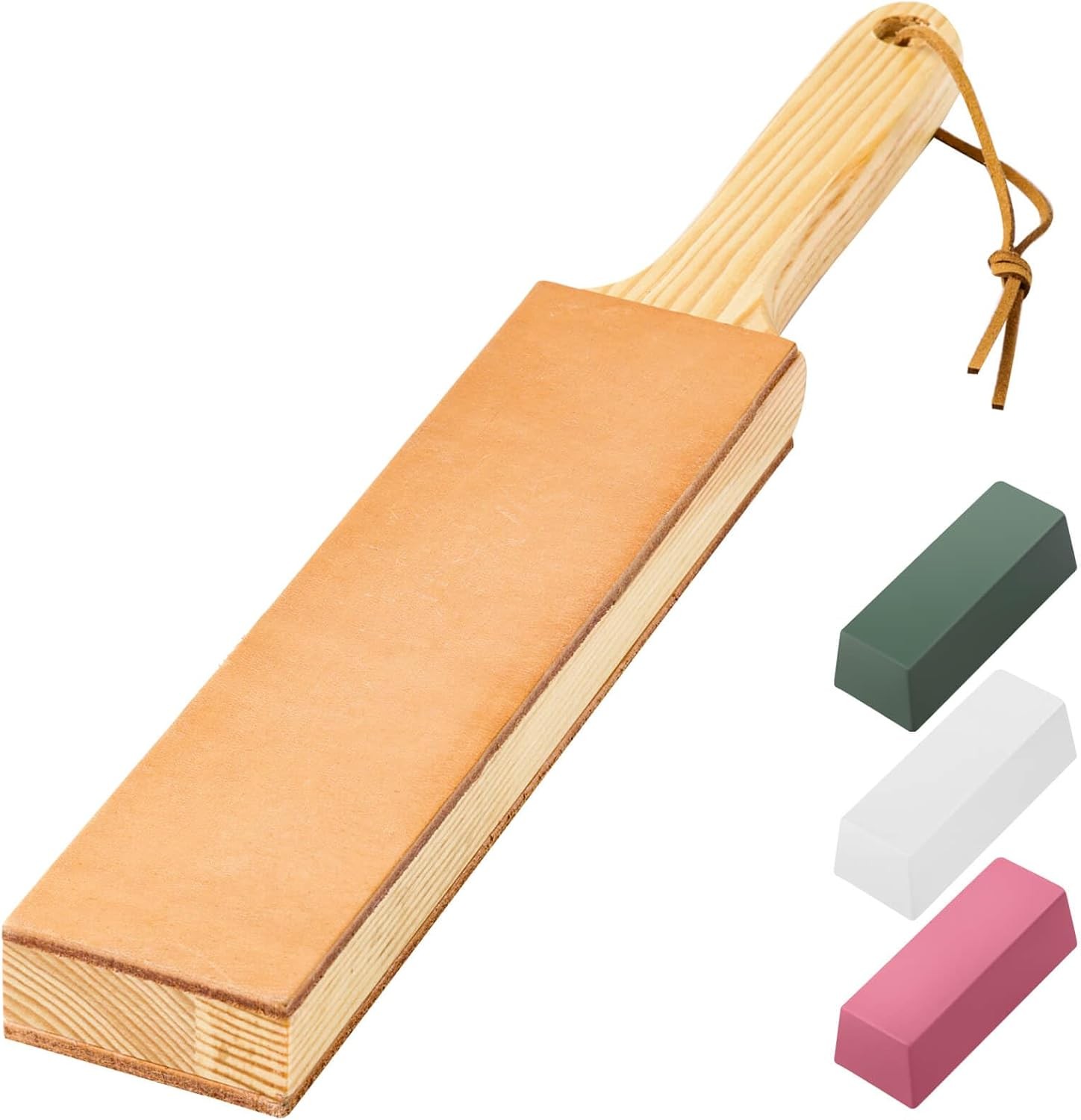 ANGERSTONE Double Side Leather Strop for Knife Sharpening - 14"x 2" Stropping gallery