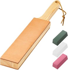 ANGERSTONE Double Side Leather Strop for Knife Sharpening – 14″x 2″ Stropping