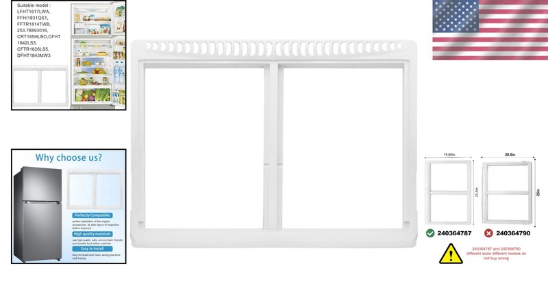 Durable Crisper Pan Cover Frame for Frigidaire - Replaces 240364714, 240364725 gallery