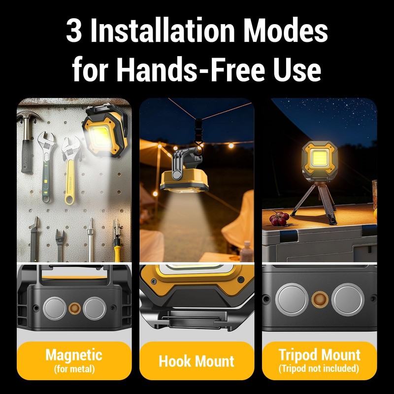 2 Pack Rechargeable LED Work Light, 6000mAh 16 Hours Long-Lasting Cordless Ma... gallery