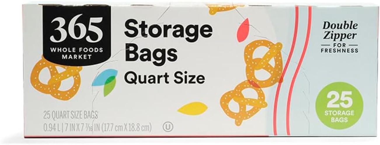 Clear Quart Size Storage Bags - Double Zipper, 25 Count for Food Safety gallery