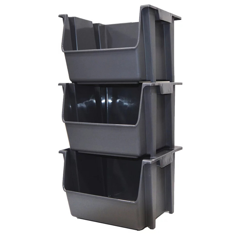 Large Nesting Stack Storage Bin, All, Plastic, Gray gallery