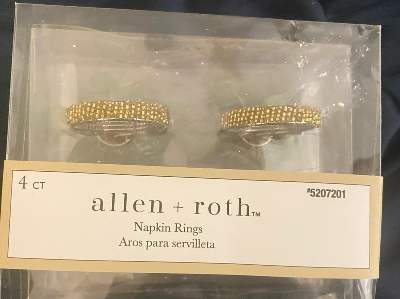 allen + roth 4-Pack Silver Stainless Steel Green Leaves Round Napkin Rings gallery