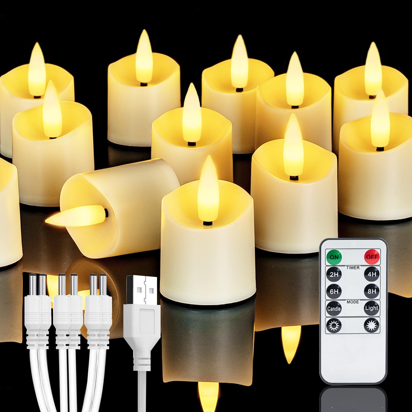 Rechargeable Flameless Candles, 2/4/6/8H Timer LED Votive Candles, 6 PCS Batt... gallery