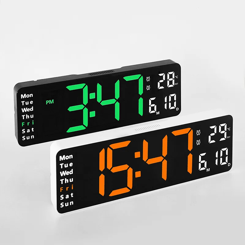 Large LED Digital Wall Clock Remote Control Temp Date Week Display Memory Watch gallery