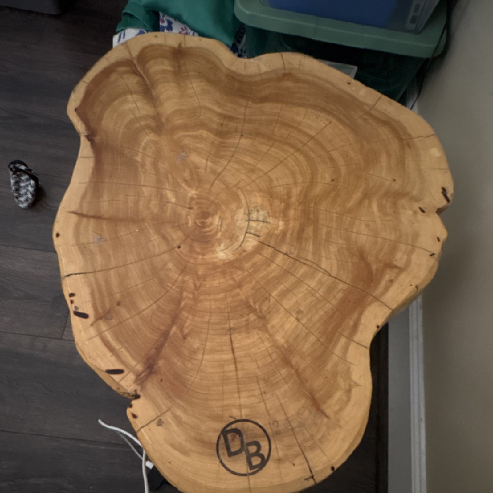 DB Live Edge Wood Side Table Rustic Light Wood Free Form Design gallery