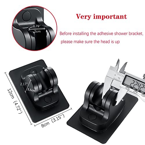 Large Wall Mount Strong Adhesive Waterproof Handheld Shower Black gallery