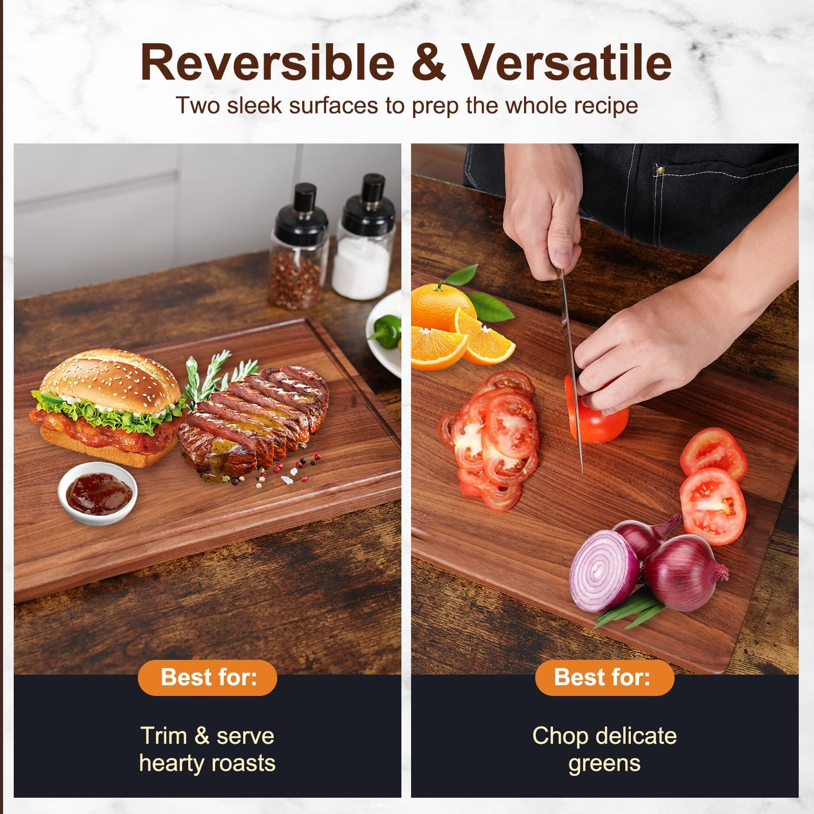 Walnut Wooden Cutting Boards for Kitchen, Solid Wood Cutting Board Set - Char... gallery