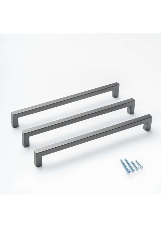 Square Bar Pull Stainless Steel Cabinet Handle Pewter Charcoal Gray. 8 more col. gallery
