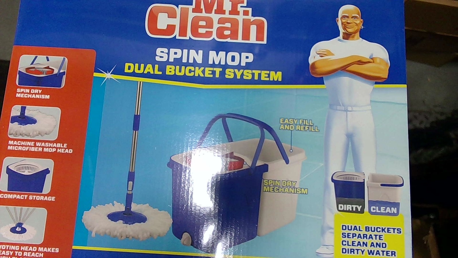 Mr. Clean Spin Mop Dual Bucket System Separates Clean & Dirty Water Spin Dry gallery