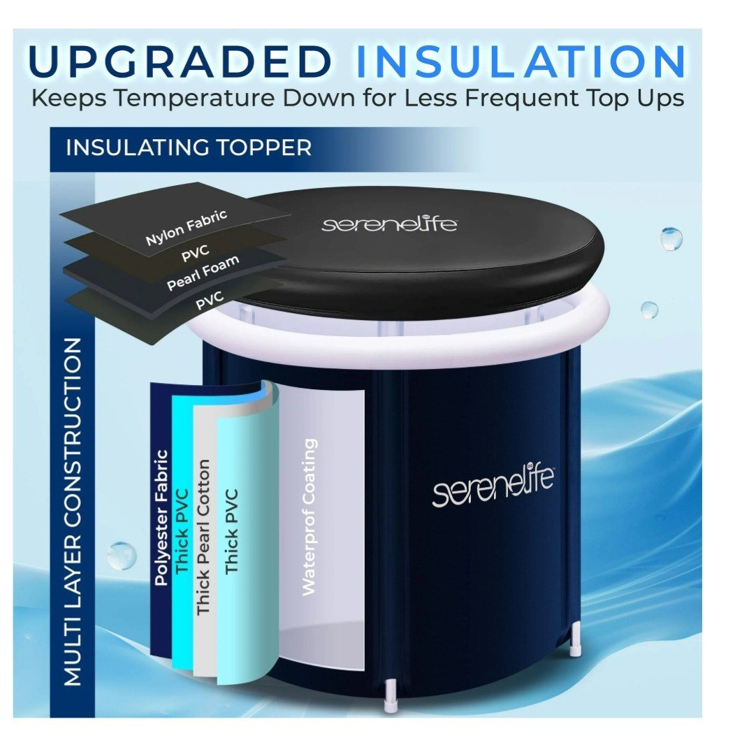 Serenelife Inflatable Insulated Cold Plunge Tub Portable Ice Bath With Lid 78G gallery