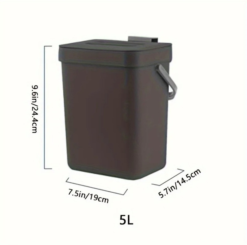 1pc Space-Saving Quiet-Close Trash Can – 3L/5L Eco-Friendly Sealed Bin - NEW gallery