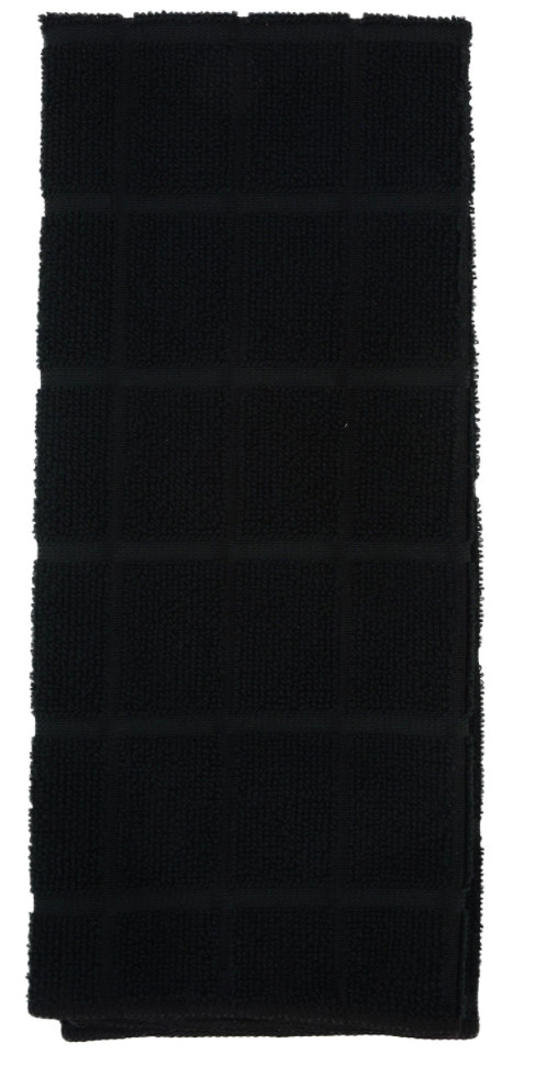 Home Collection Kitchen Towel 100% Polyester ~ Window Pane Pattern Black (Qty 1) gallery