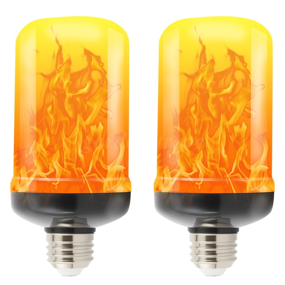 Led Flame Light Bulb, 2 Pack E26 Flickering Light Bulbs with 4 Modes, Faux Flame