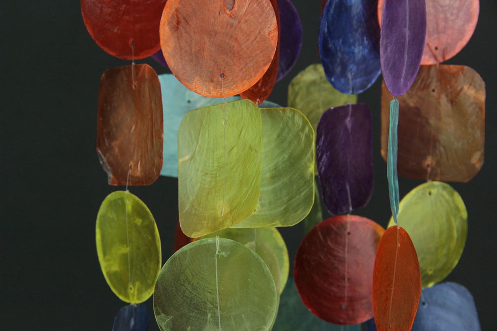 Multicolor Dyed Capiz Shell 26 Inch Long Wind Chime Garden Patio Yard gallery