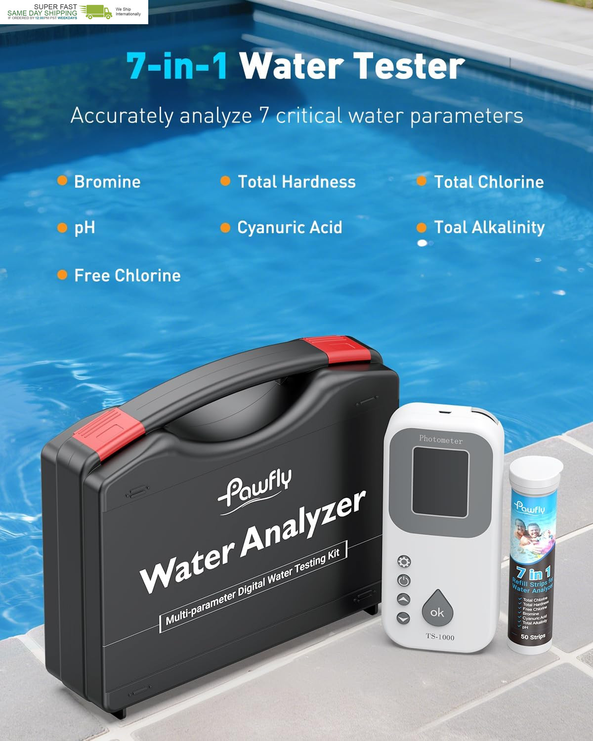7 in 1 Digital Water Testing Kit, 50 Strips Hot Tub Test Kit, Digital Pool Water gallery